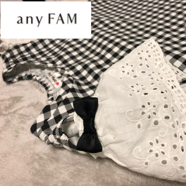 anyFAM(エニィファム)のanyFAN モノトーンチェックＴシャツ　オフショル可　140 キッズ/ベビー/マタニティのキッズ服男の子用(90cm~)(Tシャツ/カットソー)の商品写真