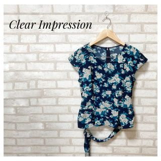 クリアインプレッション(CLEAR IMPRESSION)のClear Impression レディース 花柄ブラウス ネイビー M(シャツ/ブラウス(半袖/袖なし))