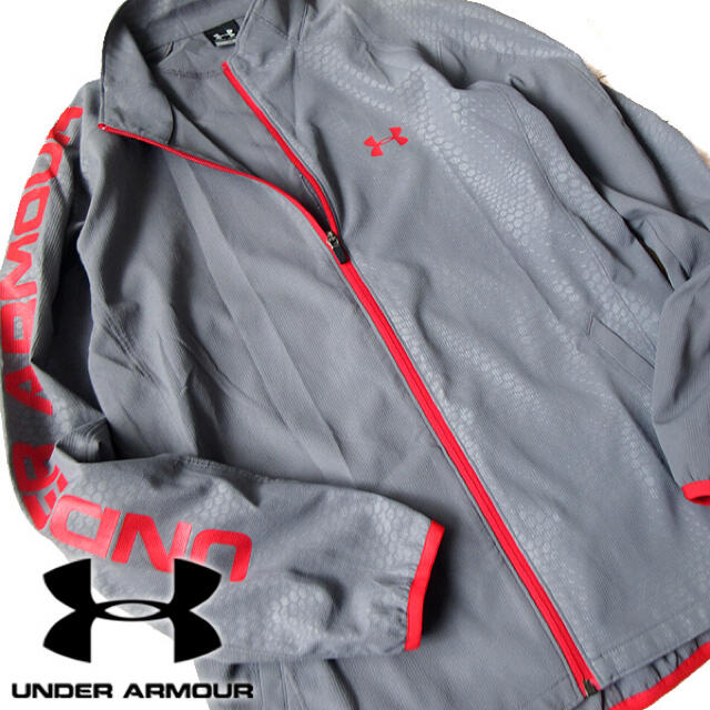 UNDER ARMOUR(アンダーアーマー)の超美品 L アンダーアーマー メンズ ロゴスリーブジャケット グレー メンズのトップス(ジャージ)の商品写真