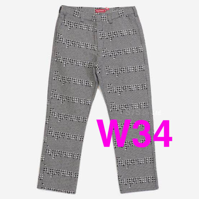 supreme work pant W34 black houndstooth