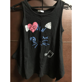 黒猫のノースリーブTシャツ(Tシャツ/カットソー)