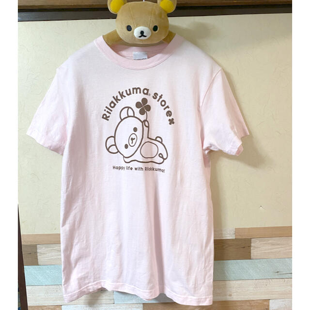 サンエックス(サンエックス)のリラックマ　Tシャツ　Mサイズ　リラックマストア　半袖　ピンク　限定 レディースのトップス(Tシャツ(半袖/袖なし))の商品写真