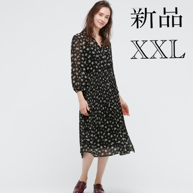 UNIQLO(ユニクロ)のUNIQLO ユニクロ 花柄プリーツワンピース　シフォンプリーツワンピース レディースのワンピース(ロングワンピース/マキシワンピース)の商品写真