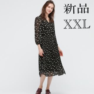 ユニクロ(UNIQLO)のUNIQLO ユニクロ 花柄プリーツワンピース　シフォンプリーツワンピース(ロングワンピース/マキシワンピース)