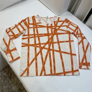 エルメス(Hermes)のHERMES(エルメス)　長袖Tシャツ　オレンジ×オフホワイト(Tシャツ(長袖/七分))