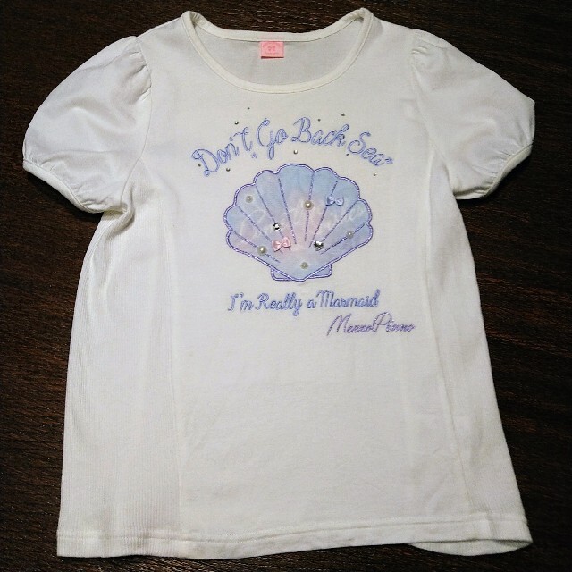 mezzo piano junior(メゾピアノジュニア)のメゾピアノ150 シェル半袖Tシャツ白 キッズ/ベビー/マタニティのキッズ服女の子用(90cm~)(Tシャツ/カットソー)の商品写真