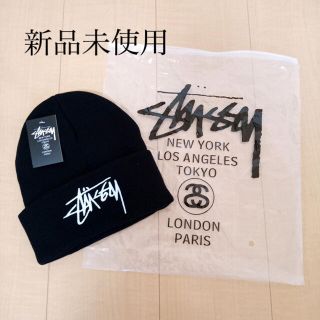 ステューシー(STUSSY)の【人気沸騰中】stussy ステューシー ニット帽 ビーニー ブラック(ニット帽/ビーニー)