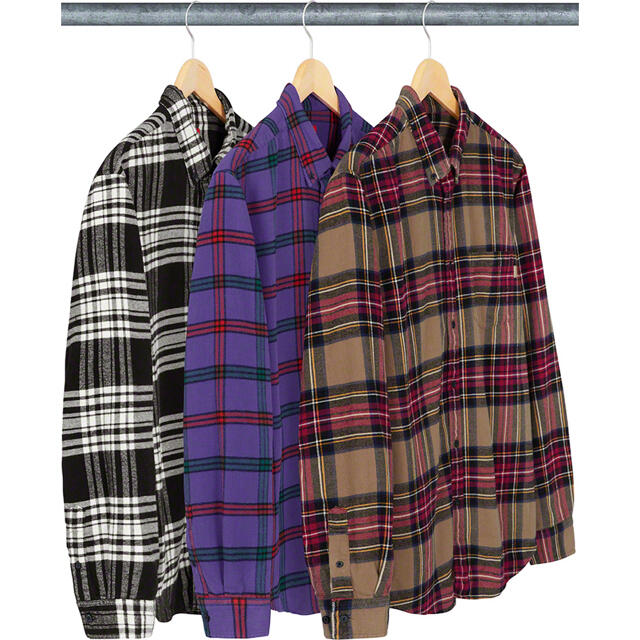 最終値下げ supreme tartan flannel shirt 黒 M