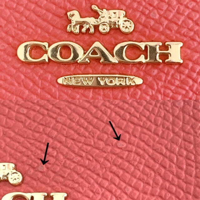 送料無料　美品　COACH コーチ　折り財布　ブライトコーラル　三つ折り財布