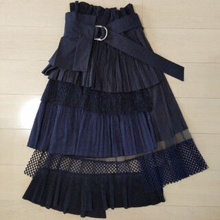 ステュディオス(STUDIOUS)のUNITED TOKYO  プリーツレイヤードスカート ブラック サイズ1(ロングスカート)