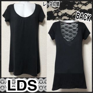 エルディーエス(LDS)の【SALE/LDS】BACK花柄レース切替チュニック丈カットソー(カットソー(半袖/袖なし))