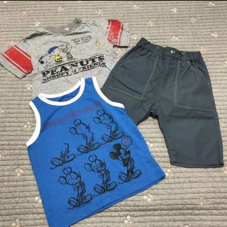 シップスキッズ(SHIPS KIDS)のシップスキッズ★スヌーピー ミッキー Ｔシャツ＆ハーフパンツ 3点セット 男の子(Tシャツ/カットソー)