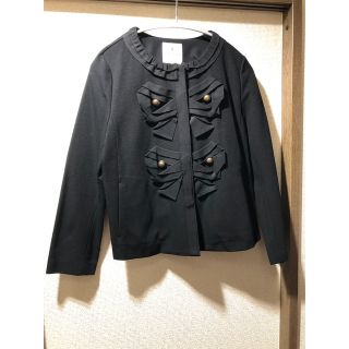 ランバンオンブルー(LANVIN en Bleu)の新品未使用　ランバンオンブルー　黒　サイズ38 ジャケット(ノーカラージャケット)