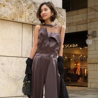 フレイアイディー(FRAY I.D)のMy shawty matte satin pants dress ブラウン(ロングワンピース/マキシワンピース)