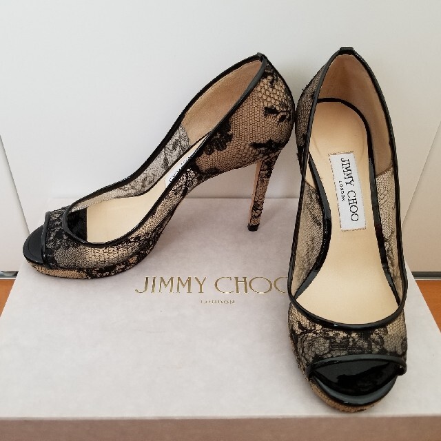 【美品】JIMMY CHOO オープントゥパンプス LUNA100 36 1/2靴/シューズ