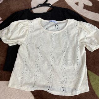 ザラ(ZARA)のZARA Tシャツ　レース　黒、白(Tシャツ(半袖/袖なし))