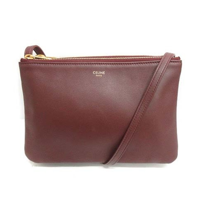 セリーヌ CELINE トリオ ラムスキン ショルダーバッグ レザー 赤 レッド