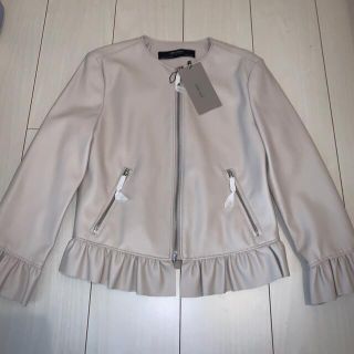 ザラ(ZARA)の新品☆深田恭子さん着用　ZARA フリルレザージャケット(ノーカラージャケット)