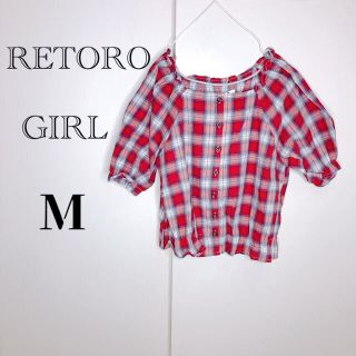 レトロガール(RETRO GIRL)のショート⭐︎チェック⭐︎ブラウス トップス⭐︎新品(シャツ/ブラウス(半袖/袖なし))