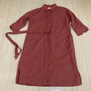 ユニクロ(UNIQLO)のユニクロ　リネンブレンドワンピース　7分袖　S(シャツ/ブラウス(長袖/七分))