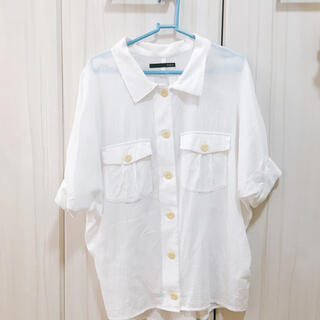 ヘザー(heather)のコットンシャツ 白 ホワイト(シャツ/ブラウス(半袖/袖なし))
