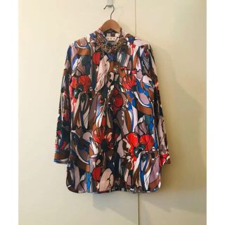 マルニ(Marni)のmarniマルニビジューデザイン花柄ボタニカルロング丈シャツブラウス(シャツ/ブラウス(長袖/七分))