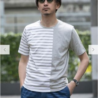 アーバンリサーチロッソ(URBAN RESEARCH ROSSO)のアーバンリサーチロッソ 切替ボーダーカットソー グレー (L)(Tシャツ/カットソー(半袖/袖なし))