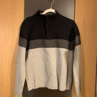 ギャップ(GAP)のGAP ジップアップニット　黒とグレーの配色が素敵！メンズS (ニット/セーター)