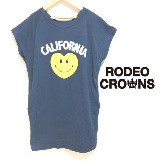 ロデオクラウンズ(RODEO CROWNS)の【希少】❤RODEO CROWNS❤ シャツ ワンピース ノースリーブ ネイビー(Tシャツ(半袖/袖なし))