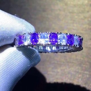 【大人気】20連アメジストダイヤモンドリング　6ct #プラチナ加工＃(リング(指輪))