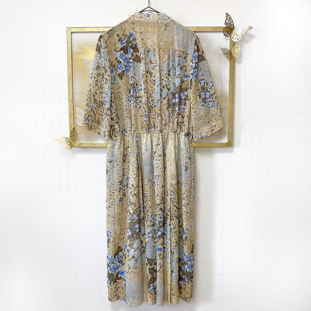 GUNNE SAX(ガニーサックス)の美品 古着 希少 ヴィンテージ レトロ ロングワンピース フラワー 花柄 総柄 レディースのワンピース(ロングワンピース/マキシワンピース)の商品写真