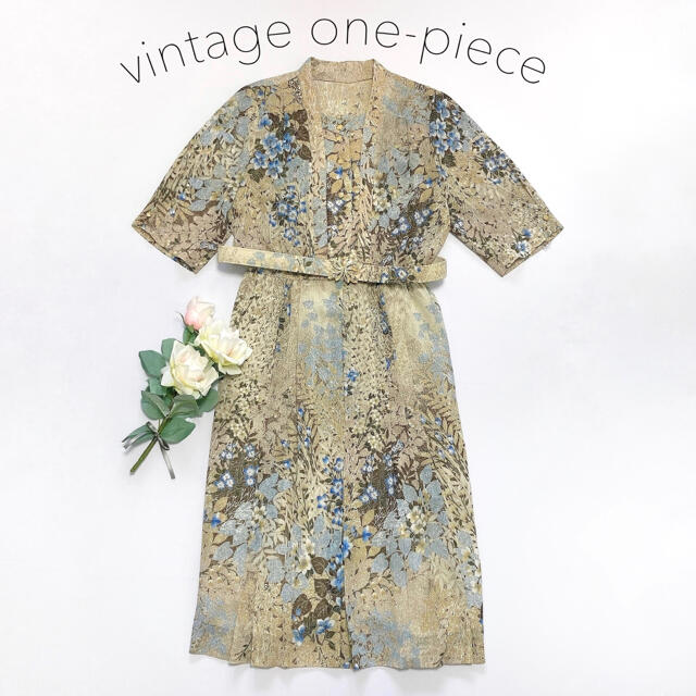 GUNNE SAX(ガニーサックス)の美品 古着 希少 ヴィンテージ レトロ ロングワンピース フラワー 花柄 総柄 レディースのワンピース(ロングワンピース/マキシワンピース)の商品写真