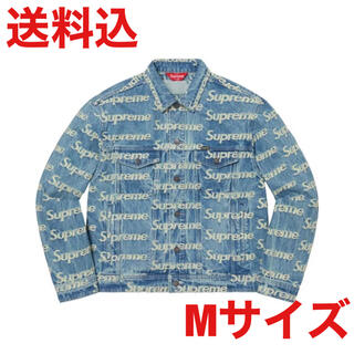シュプリーム(Supreme)のFlayed Logos Denim Trucker Jacket BLUE M(Gジャン/デニムジャケット)