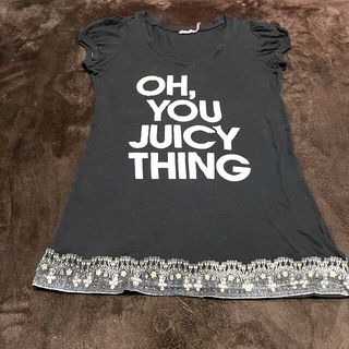 ジューシークチュール(Juicy Couture)のジューシークチュール　黒ロゴパフスリーブロング丈Tシャツ　チュニック(Tシャツ(半袖/袖なし))