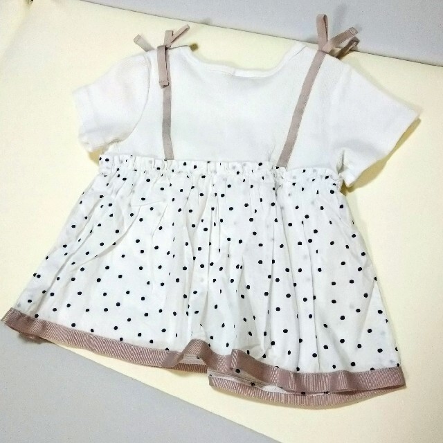 petit main(プティマイン)のプティマイン☆ドットチュニック キッズ/ベビー/マタニティのキッズ服女の子用(90cm~)(Tシャツ/カットソー)の商品写真