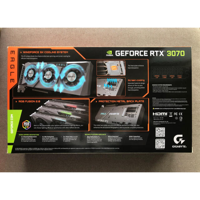 新品 GeForce RTX 3070 EAGLE OC 8G GIGABYTE スマホ/家電/カメラのPC/タブレット(PCパーツ)の商品写真
