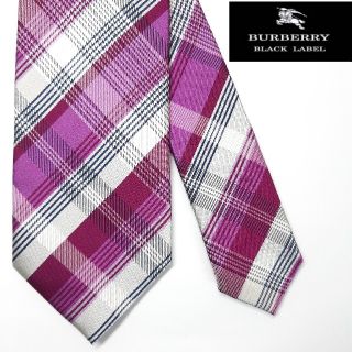 バーバリーブラックレーベル(BURBERRY BLACK LABEL)の【美品】BURBERRY BLACKLABEL ピンク チェック柄 ネクタイ(ネクタイ)