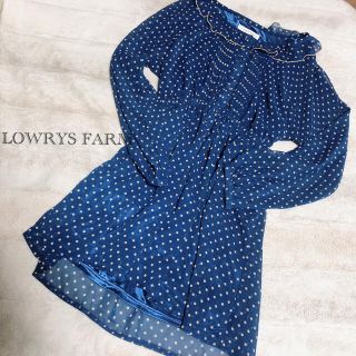 ローリーズファーム(LOWRYS FARM)のLOWRYS FARM ローリーズファーム　ワンピース　シフォン　ブルー　ドット(ミニワンピース)