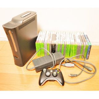 エックスボックス360(Xbox360)のXbox360 本体＋ACアダプタ＋コントローラ＋ソフト24本セット(家庭用ゲーム機本体)