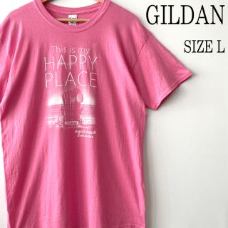 ギルタン(GILDAN)のUS古着 GILDAN ギルダン プリント Tシャツ ピンク L(Tシャツ/カットソー(半袖/袖なし))