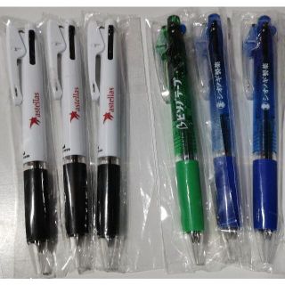 ミツビシエンピツ(三菱鉛筆)のボールペン３色３本、２色３本　計６本　製薬会社ノベルティK(ペン/マーカー)