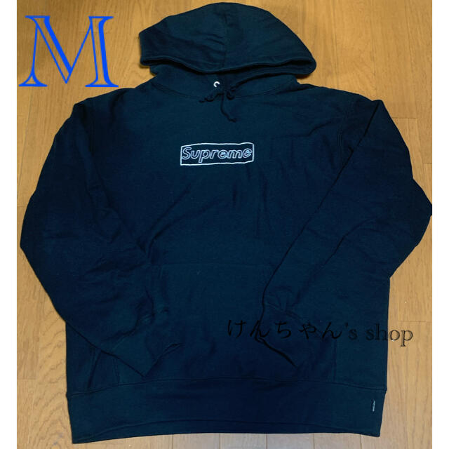 supreme kaws chalk logo hooded S ネイビー