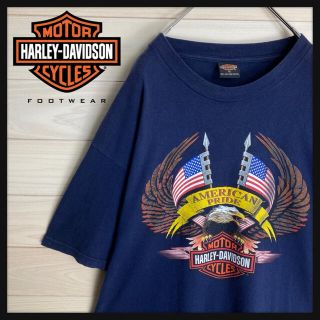 ハーレーダビッドソン(Harley Davidson)の【USA製】ハーレーダビッドソン☆デカロゴ入りTシャツ 鷲柄 希少XLサイズ(Tシャツ/カットソー(半袖/袖なし))