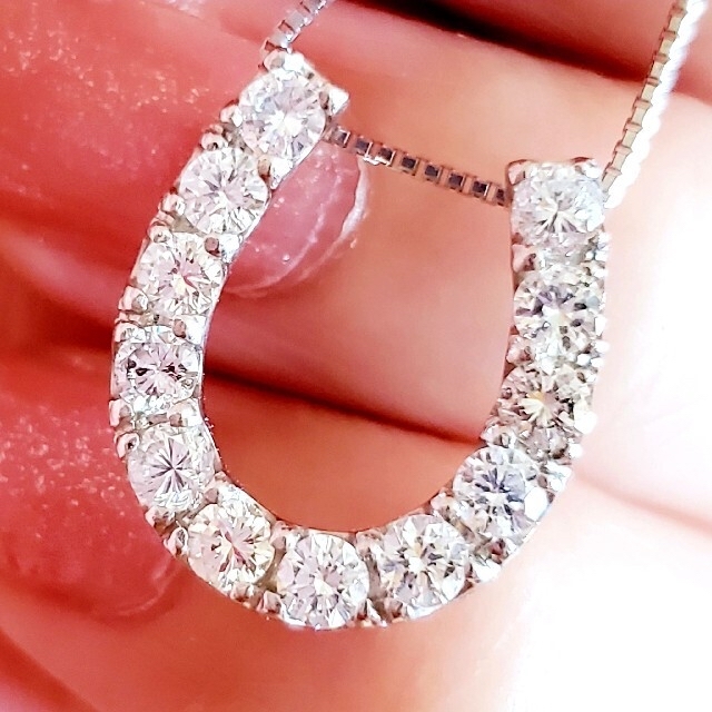 48万 Pt900 ダイヤ 1.00ct ホースシュー 馬蹄 ネックレス トップ