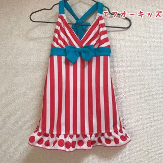 エフオーキッズ(F.O.KIDS)のエフオーキッズ　90 水着　アメリカン　水玉　ボーダー　女の子(水着)