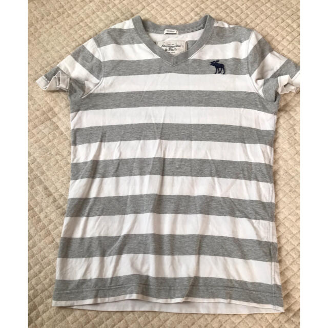 Abercrombie&Fitch(アバクロンビーアンドフィッチ)のアバクロ　Tシャツ　Sサイズ　ボーダー　グレー メンズのトップス(Tシャツ/カットソー(半袖/袖なし))の商品写真