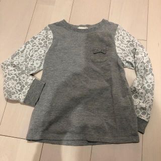 ジーユー(GU)のGU Aライン　長袖カットソー　120 グレー×白レース(Tシャツ/カットソー)