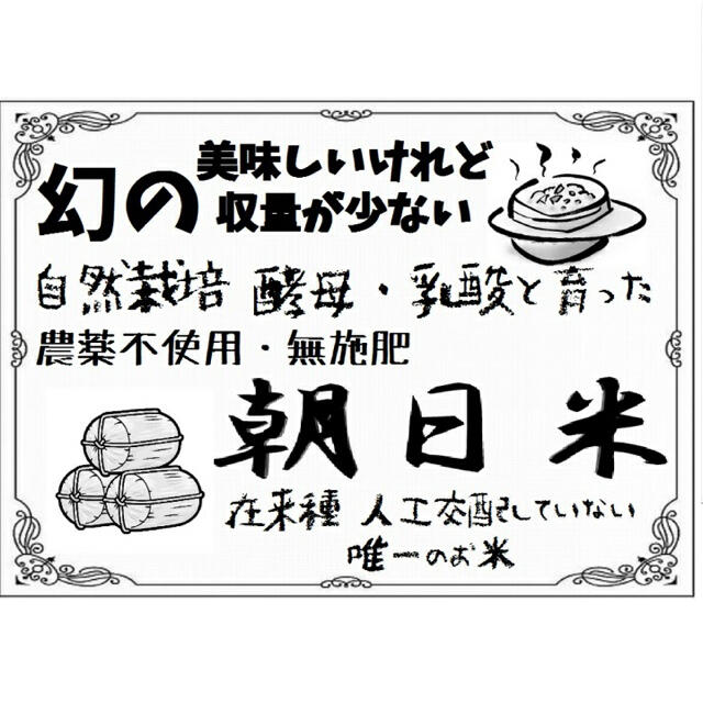 食品/飲料/酒自然栽培 幻の朝日米10kg［真空パック2.5kg小分け]令和ニ年岡山産直玄米