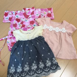 ハローキティ(ハローキティ)の80サイズ　夏物女の子ベビー服　3点まとめ売り(その他)