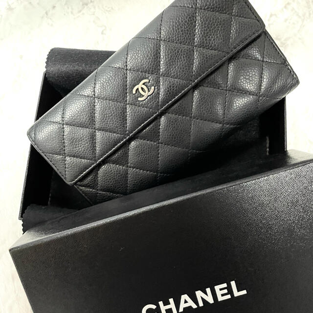 シャネル　CHANEL 長財布　キャビアスキン　マトラッセ